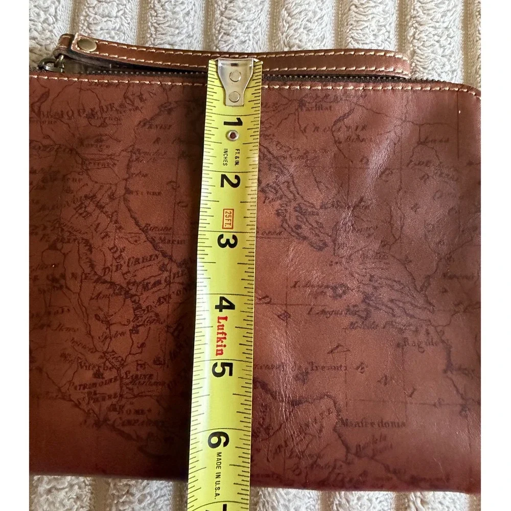 Patricia Nash Cassini Leather Wristlet Clutch Signature Map Print Brown